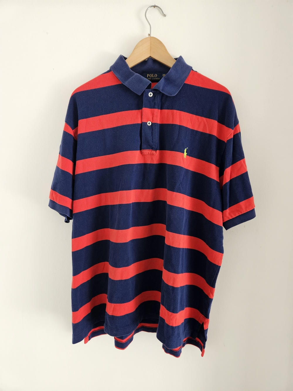 Polo Ralph Lauren Navy and Red Striped Polo Shirt Mens 2XL 2XB